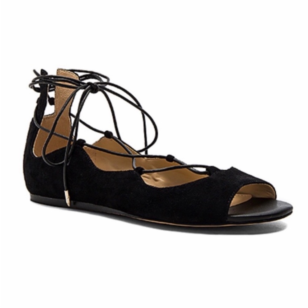 Sam Edelman Black Lace-Up Flats